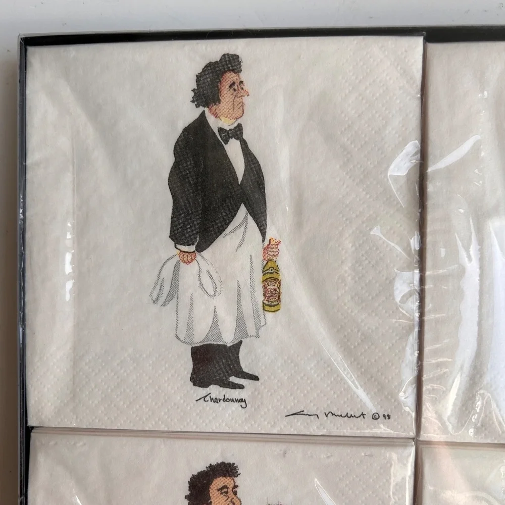 Guy Buffet's Wine Guys Beverage Napkin Gift Box Set NIB